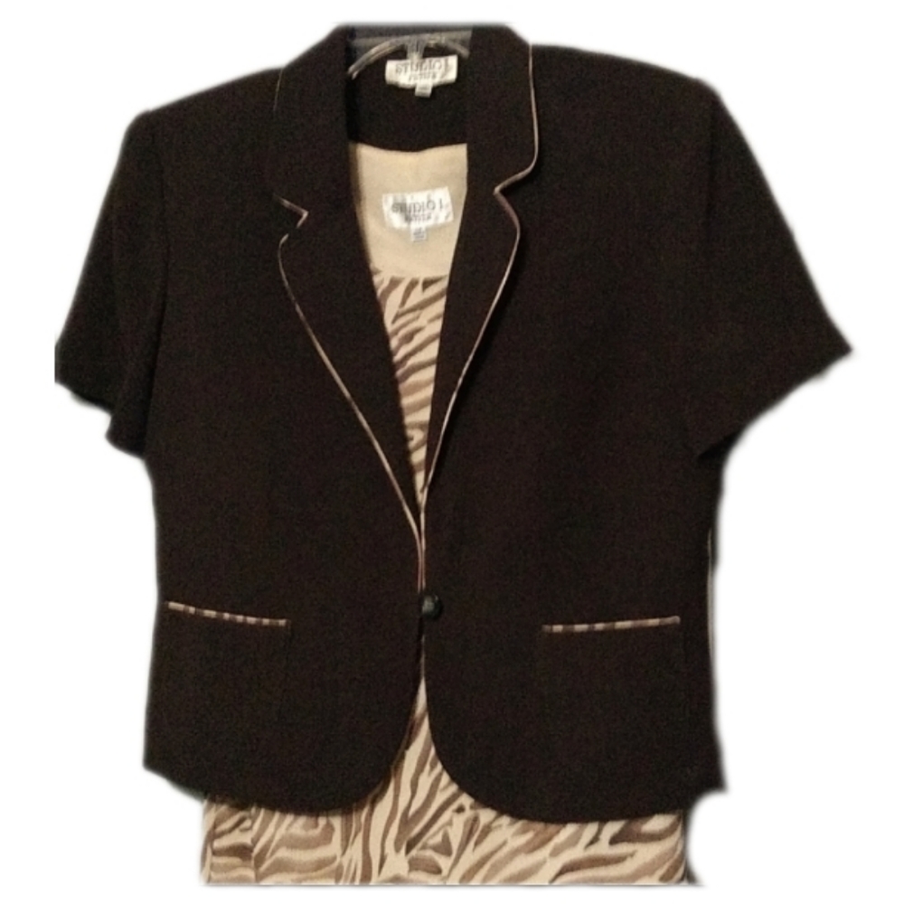 Studio I 2 pc. Brown Giraffe Print Suit 14P